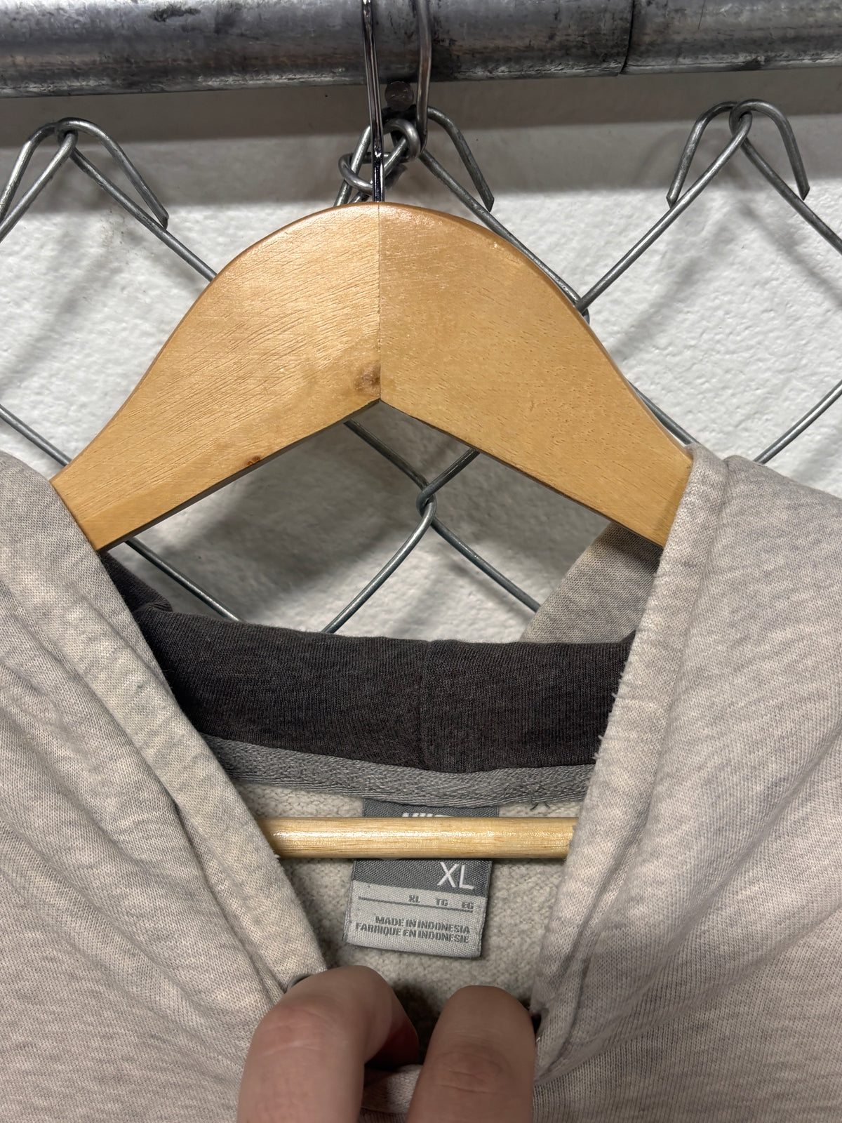 Y2K Nike Grey Small Brown Swoosh Hoodie Size XL