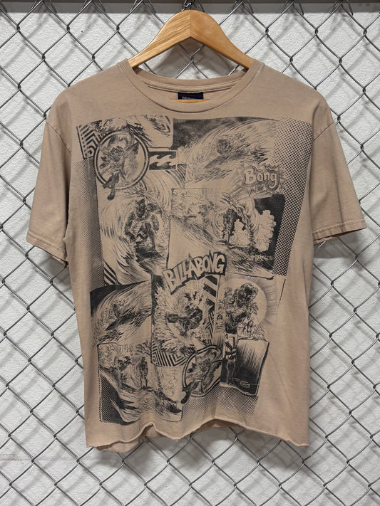 Y2K Billabong All Over Print Surf Graphic Tee Size Medium