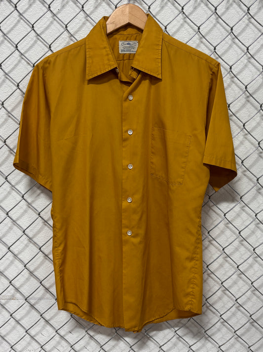 Vintage Towncraft JC Penney Yellow Button Up Short Sleeve Shirt Size Large