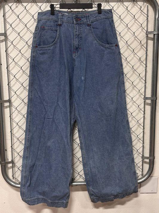 Y2K ALAB Wide Leg Embroidered Denim Jeans Size 34x33