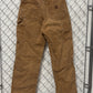 Vintage Carhartt Flannel Lined Brown Carpenter Dungaree Pants Size 27x32