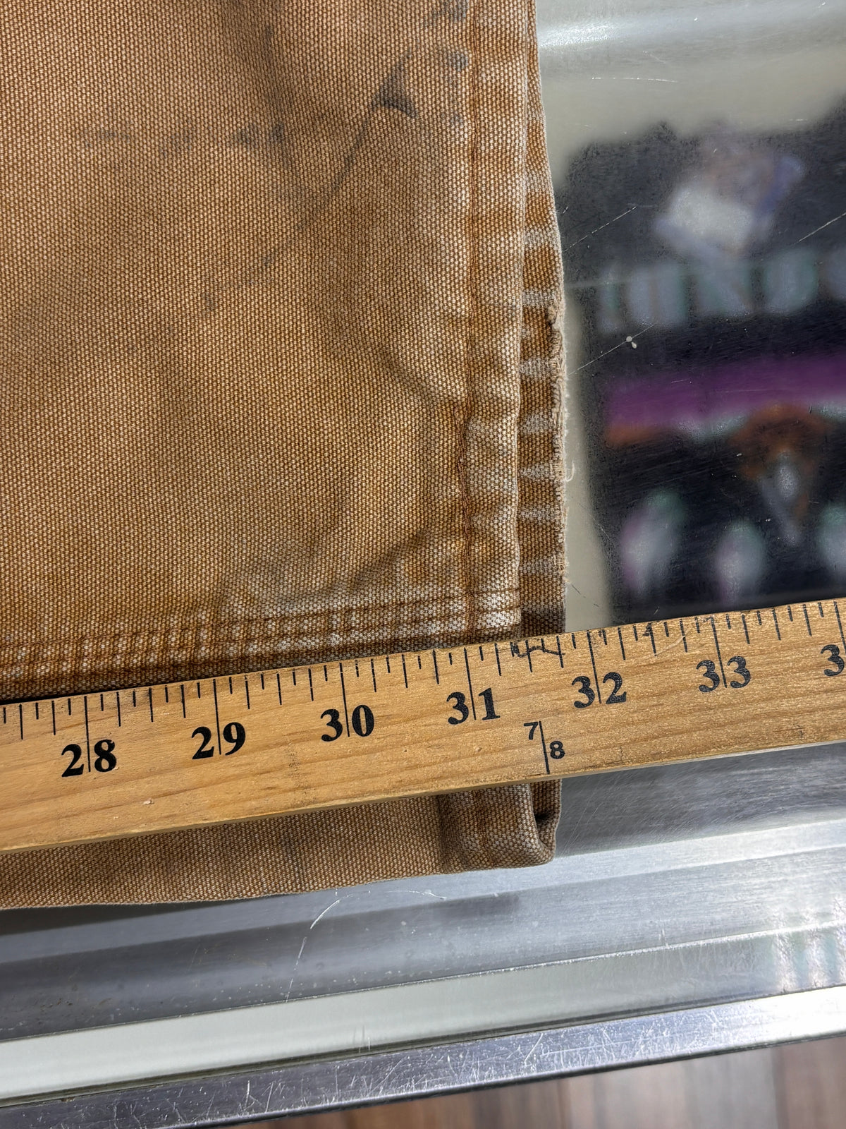 Vintage Carhartt Flannel Lined Brown Carpenter Dungaree Pants Size 27x32