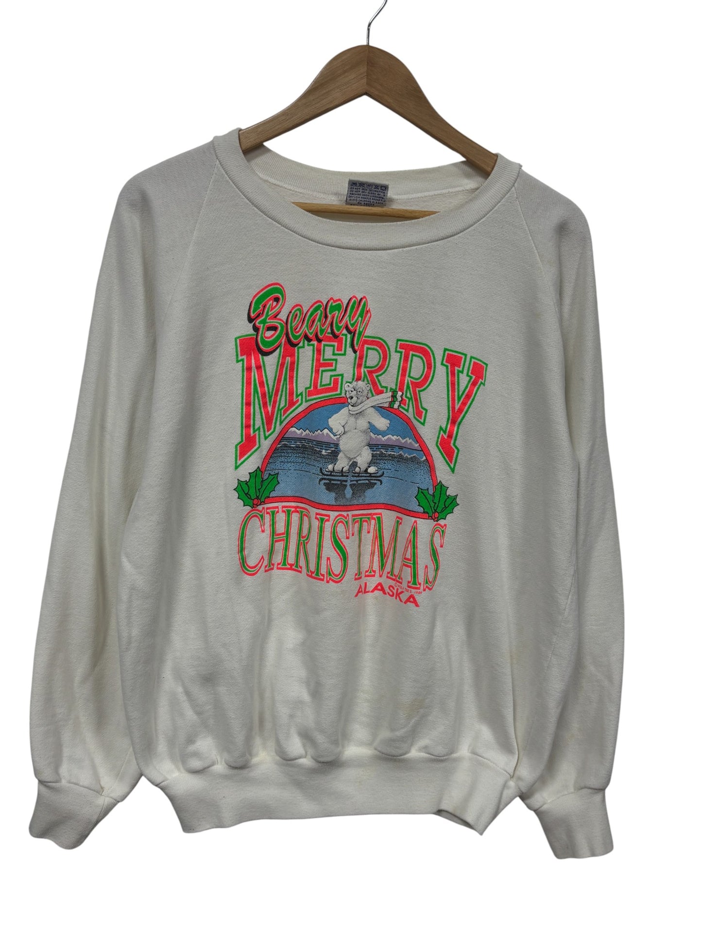 Vintage 90's Beary Merry Christmas Polar Bear Alaska Sweater Size XL