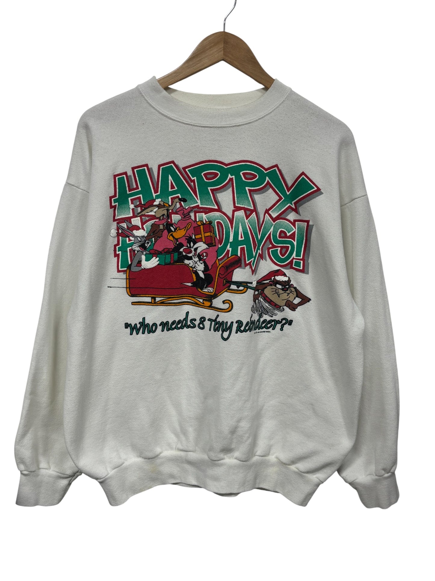 Vintage 90's Looney Tunes Happy Holidays Christmas Sweater Size XL