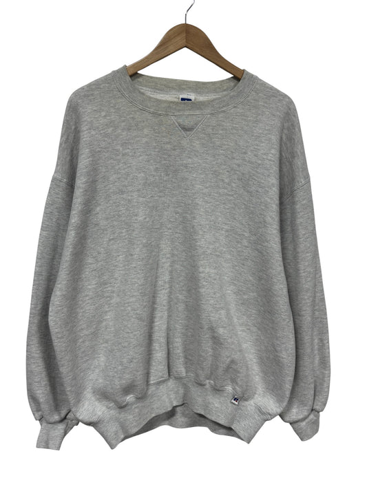 Vintage 90's Russell Athletic Grey Blank Crewneck Sweater Made USA Size XXL