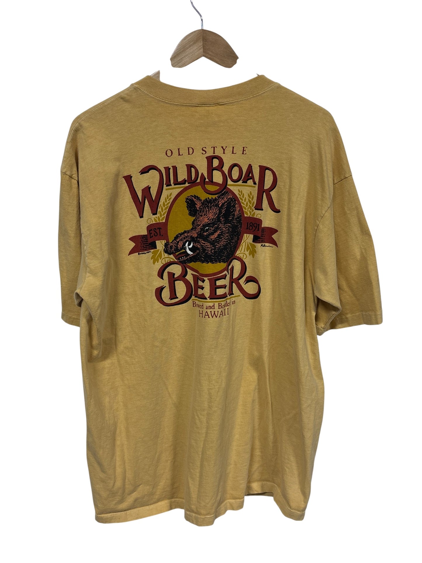 Vintage 90's Old Style Wild Boar Beer Promo Graphic Tee Size XL