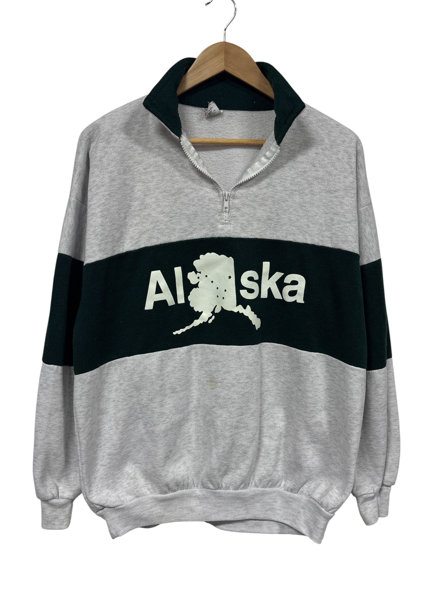 Vintage 90's Alaska Quarter Zip Grey Sweater Size Large