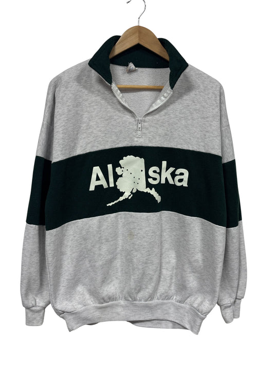 Vintage 90's Alaska Quarter Zip Grey Sweater Size Large