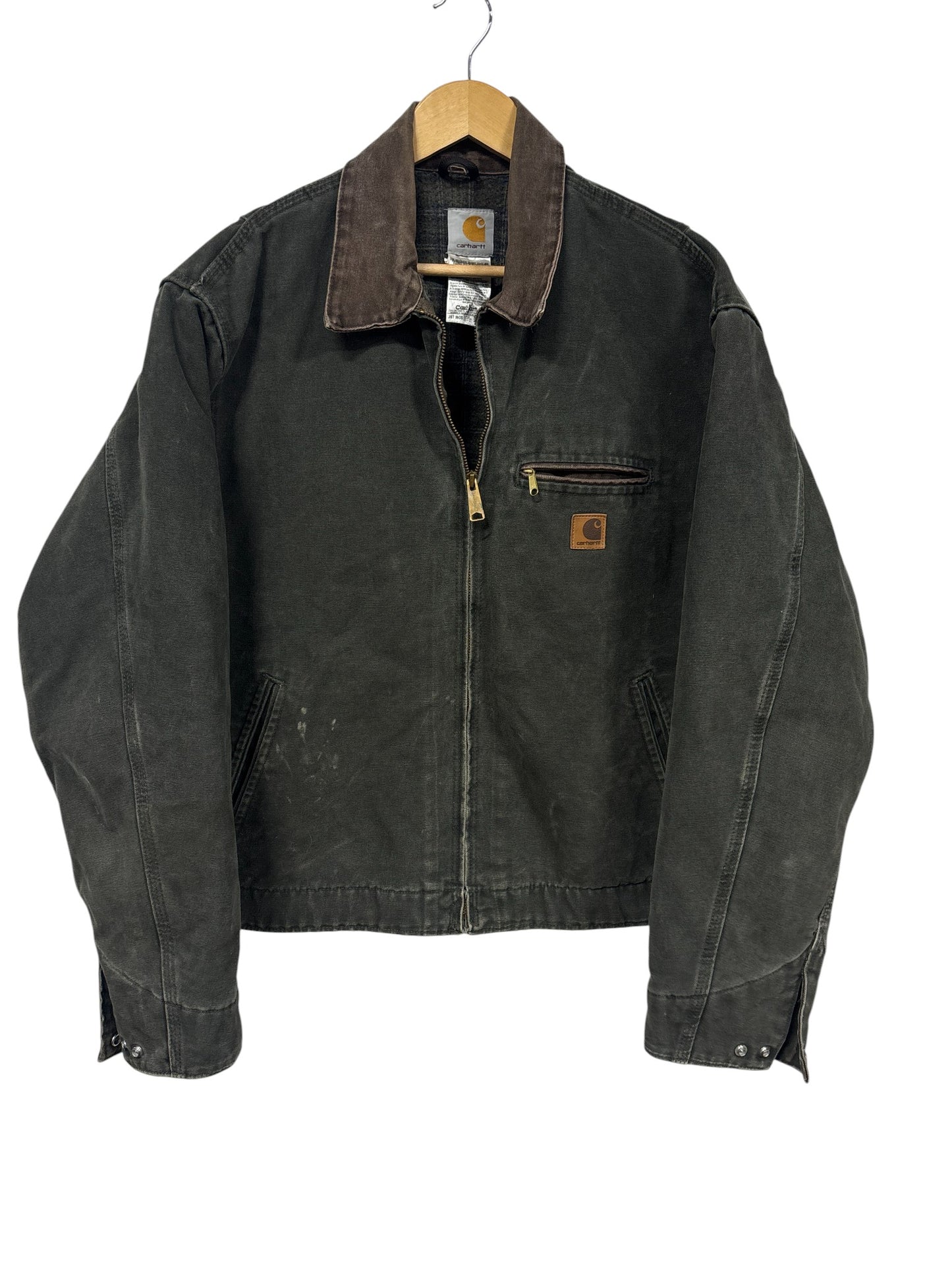 Vintage Carhartt J97 Moss Green Detroit Blanket Lined Jacket Size Large