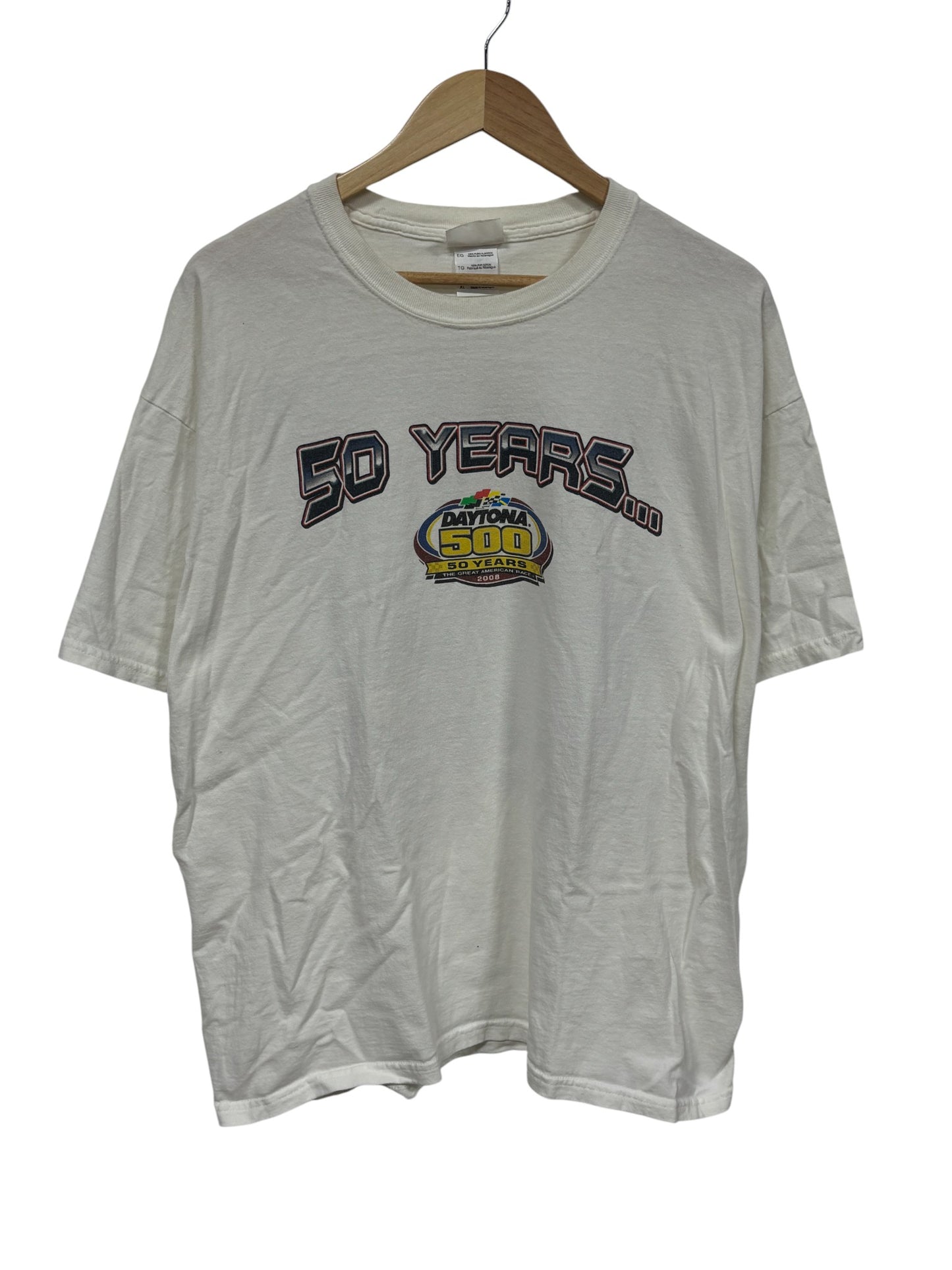 Vintage Y2K Daytona 50 Years Anniversary NASCAR Graphic Tee Size XL