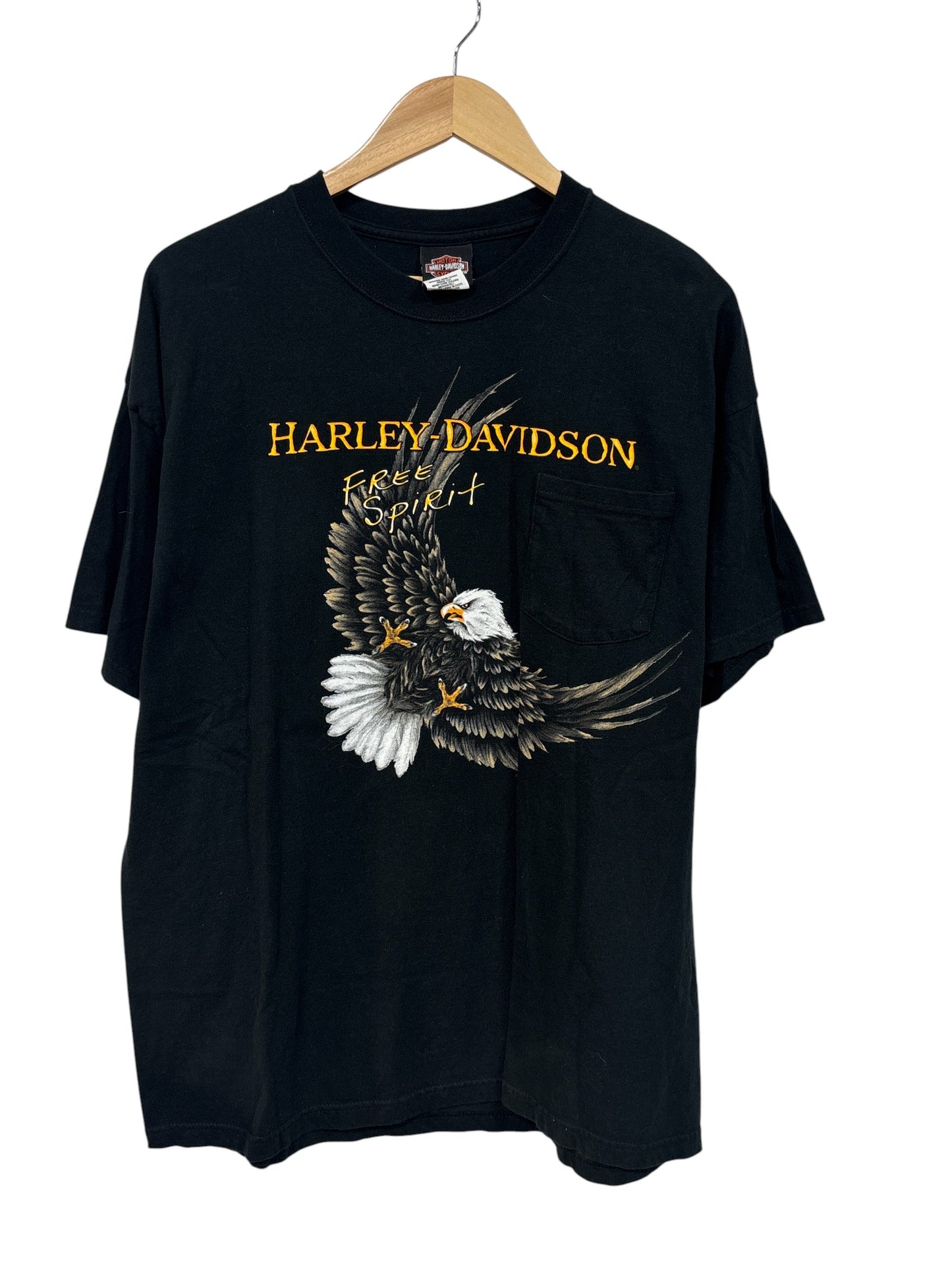 Vintage Harley Davidson Free Spirit Bald Eagle Biker Graphic Tee Size XL