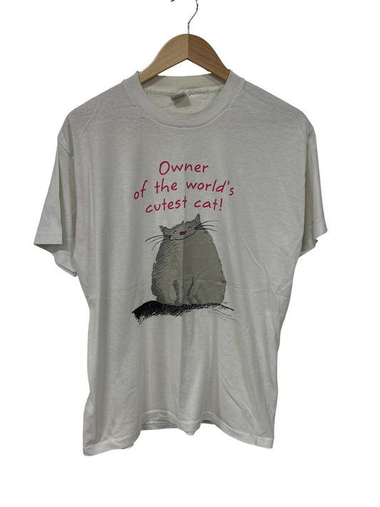 Vintage 90's Owner of the World's Cutest Cat Graphic Tee Size XL