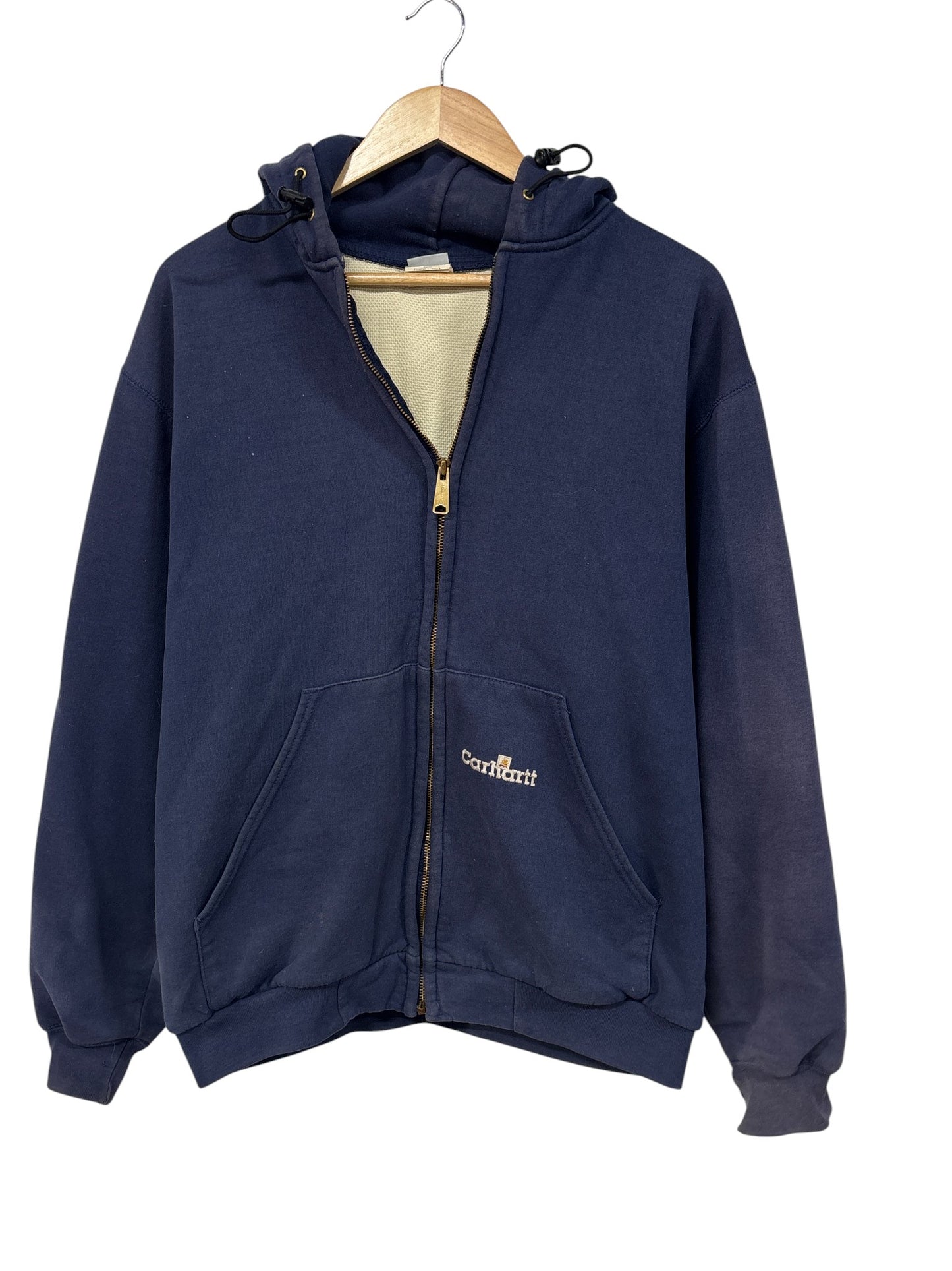 Vintage 90's Carhartt K129 Faded Navy Zip Up Hoodie Size Medium