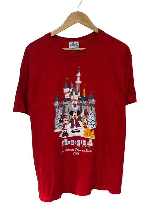 Vintage Y2K Disneyland Resort Merriest Place Earth Christmas Tee Size Large