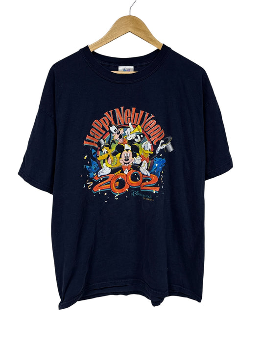 Vintage Disneyland Happy New Year Cartoon Graphic Tee Size XL
