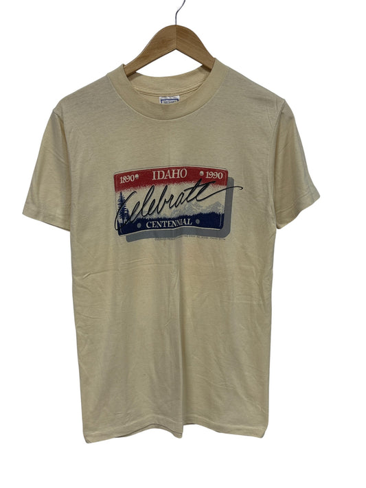 Vintage 1990 Idaho Centennial License Plate Graphic Tee Size Large