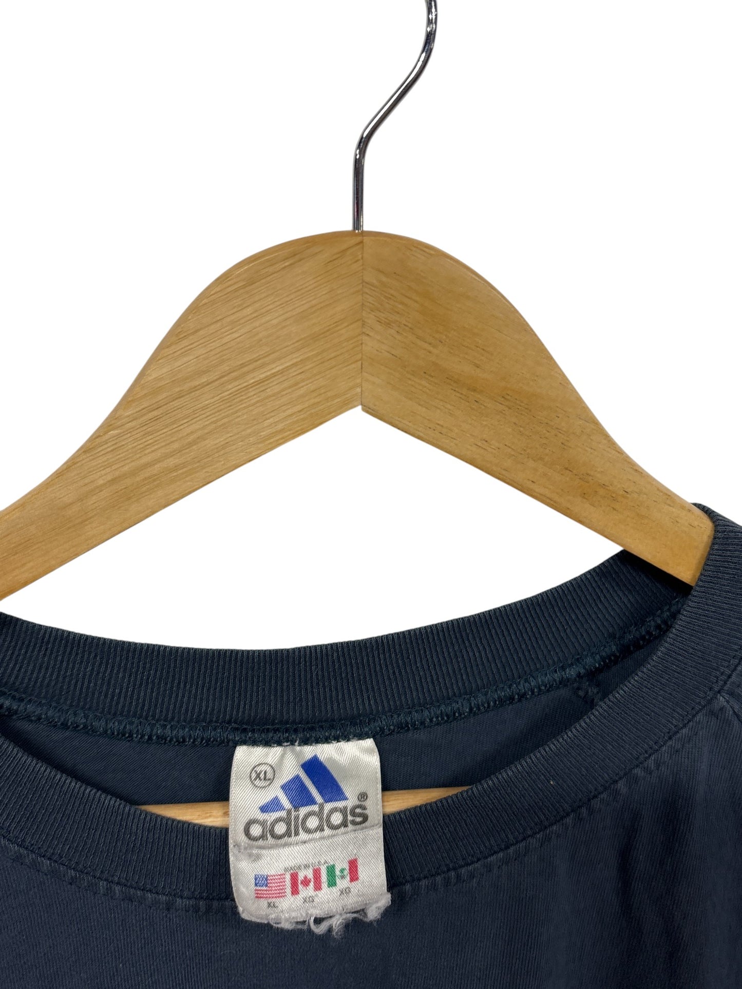 Vintage 90's Adidas Small Classic Logo Navy Blue Tee Size XL