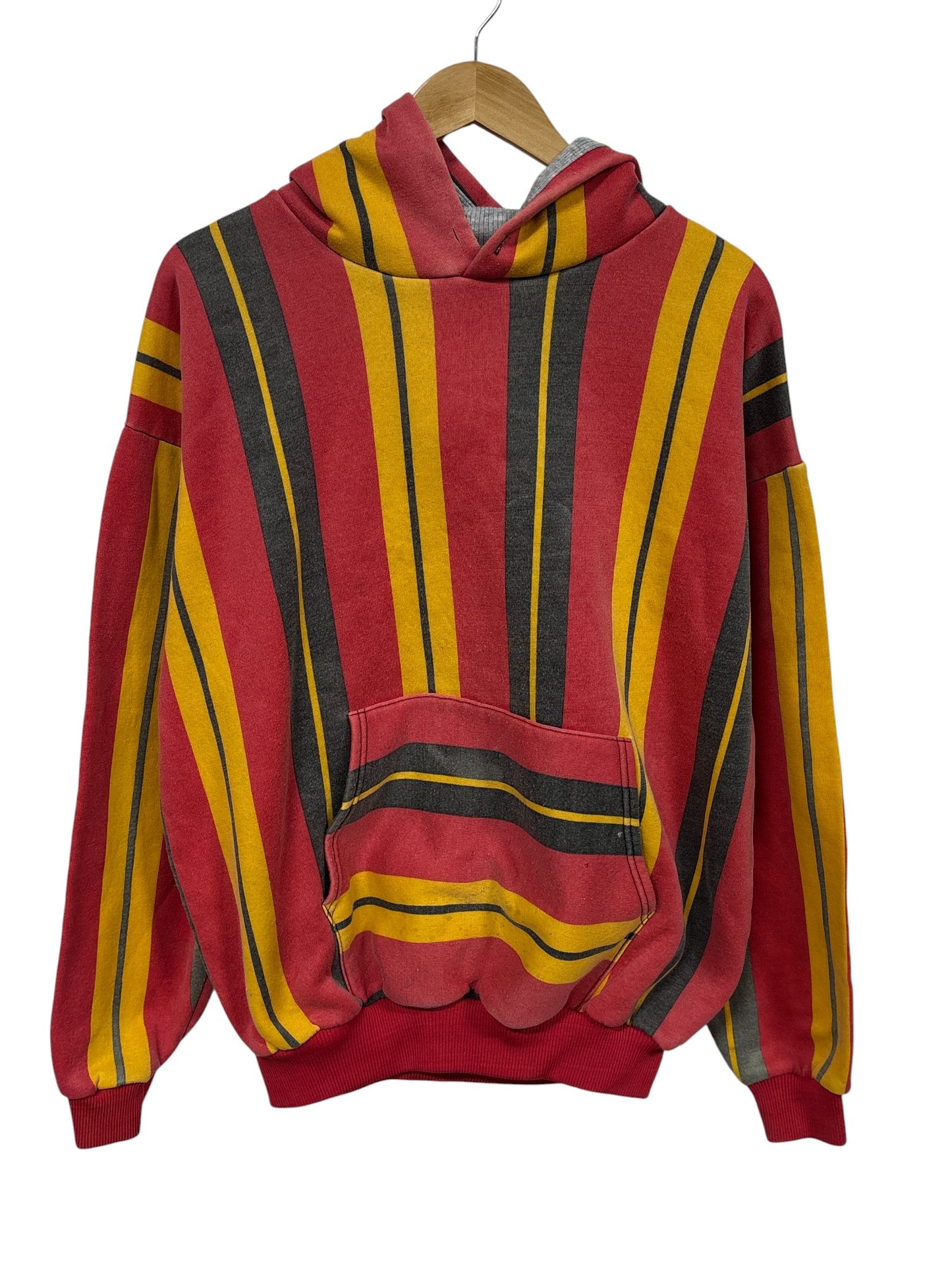 Vintage 80's Red Striped Pullover Hoodie Size Large