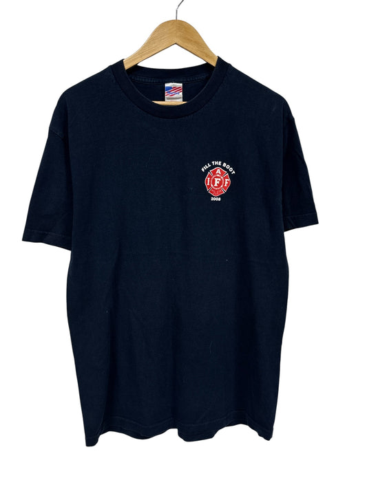 Vintage Fill the Boot Firefighter Fundraising Graphic Tee Size Large