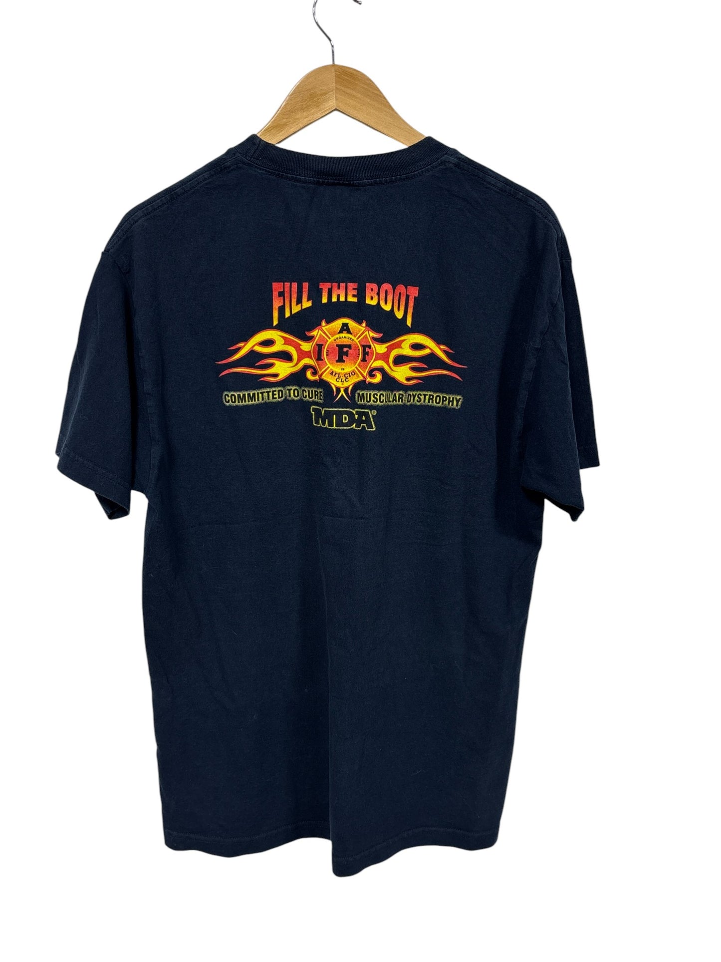 Vintage Fill the Boot Firefighter Fundraising Graphic Tee Size Large