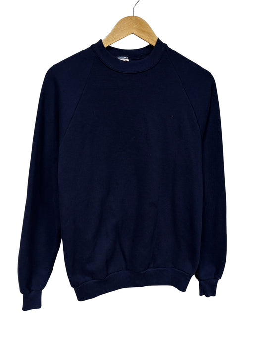 Vintage 90's Jerzees Navy Blue Blank Crewneck Sweater Size Large