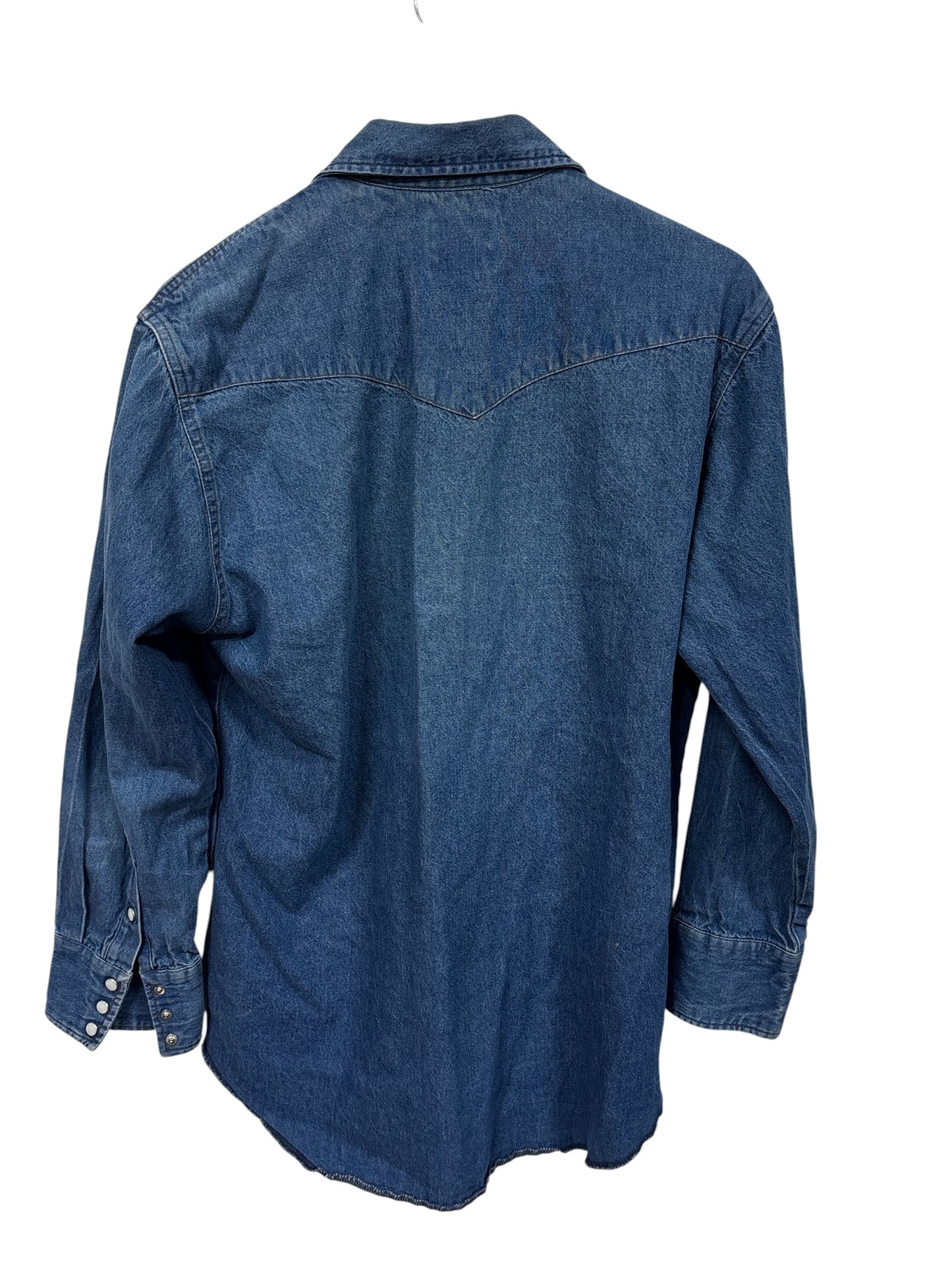 Vintage Wrangler Denim Pearl Snap Button Up Western Shirt Size Large