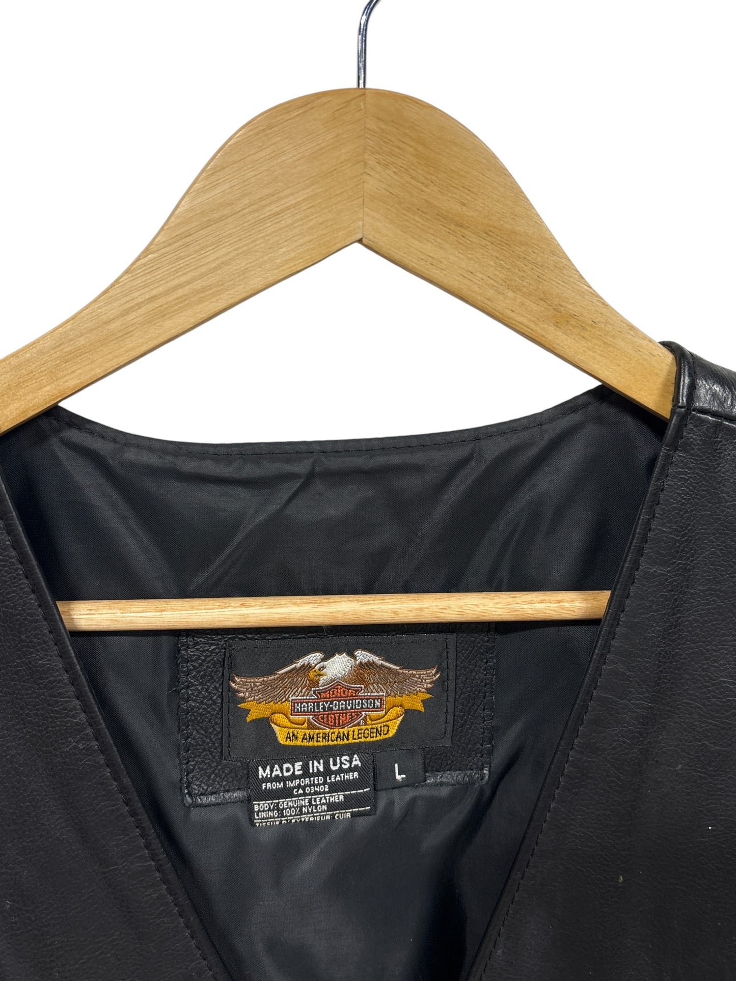 Vintage Harley Davidson Leather Biking Vest Patches Made USA Size Large