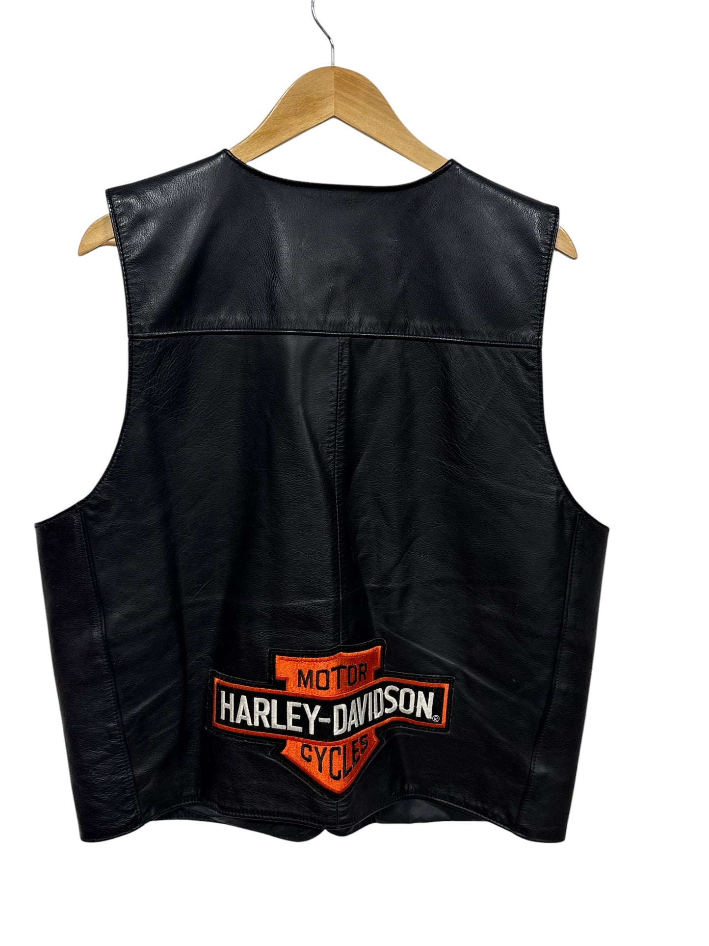 Vintage Harley Davidson Leather Biking Vest Patches Made USA Size Large