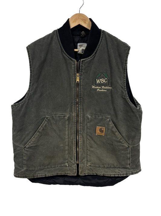 Vintage Carhartt Moss Green Insulated Zip Up Work Vest Size XL