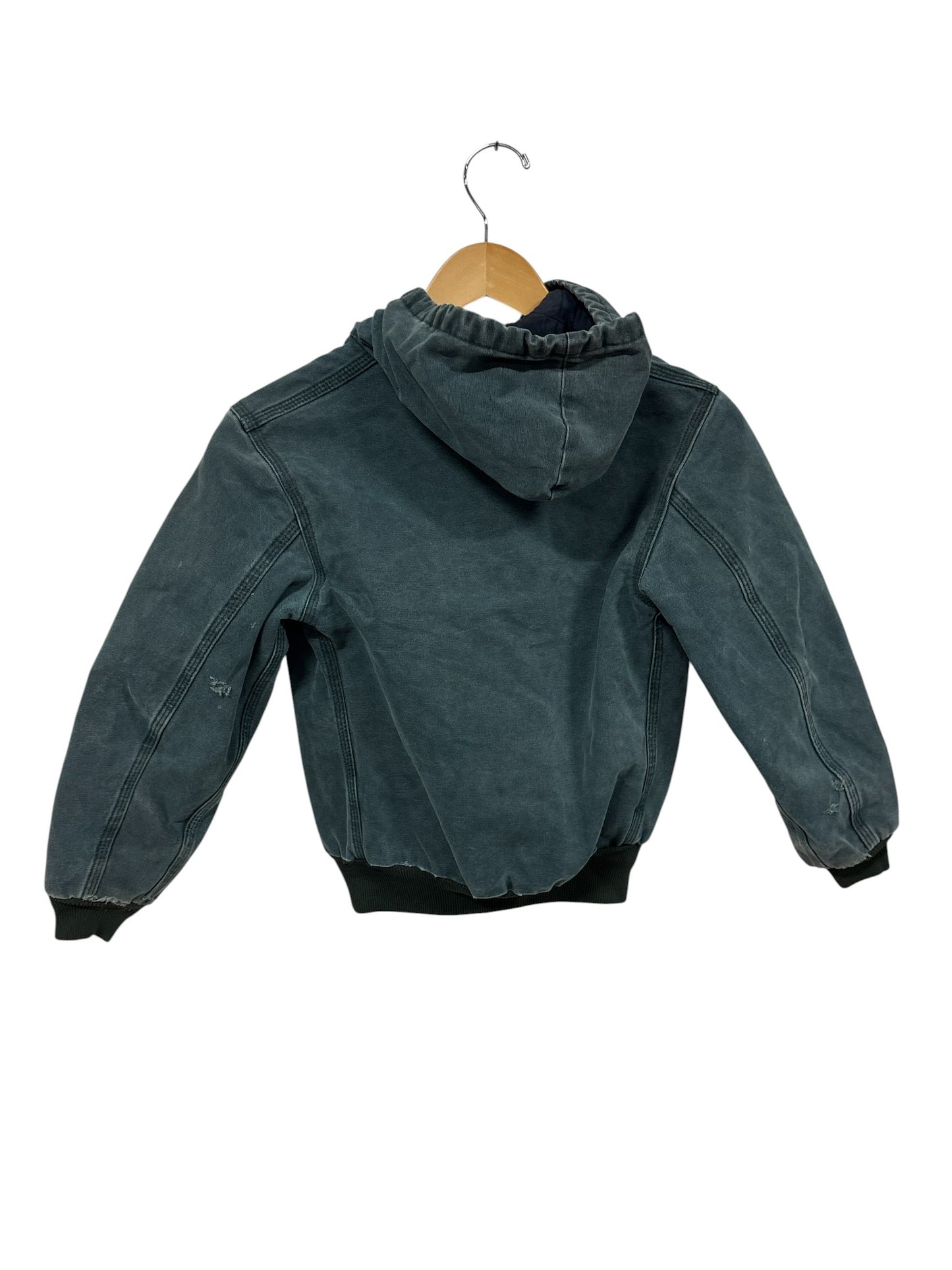 Vintage 90's Carhartt Youth Heart Green Zip Up Hooded Jacket Size Medium