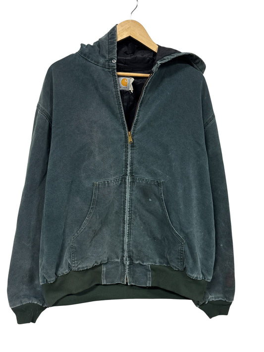 Vintage 90's Carhartt JQ243 Heart Green Zip Up Work Jacket Size XXL