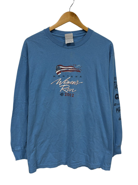 Vintage Y2K Montana Women's Run Long Sleeve Marathon Shirt Size Large
