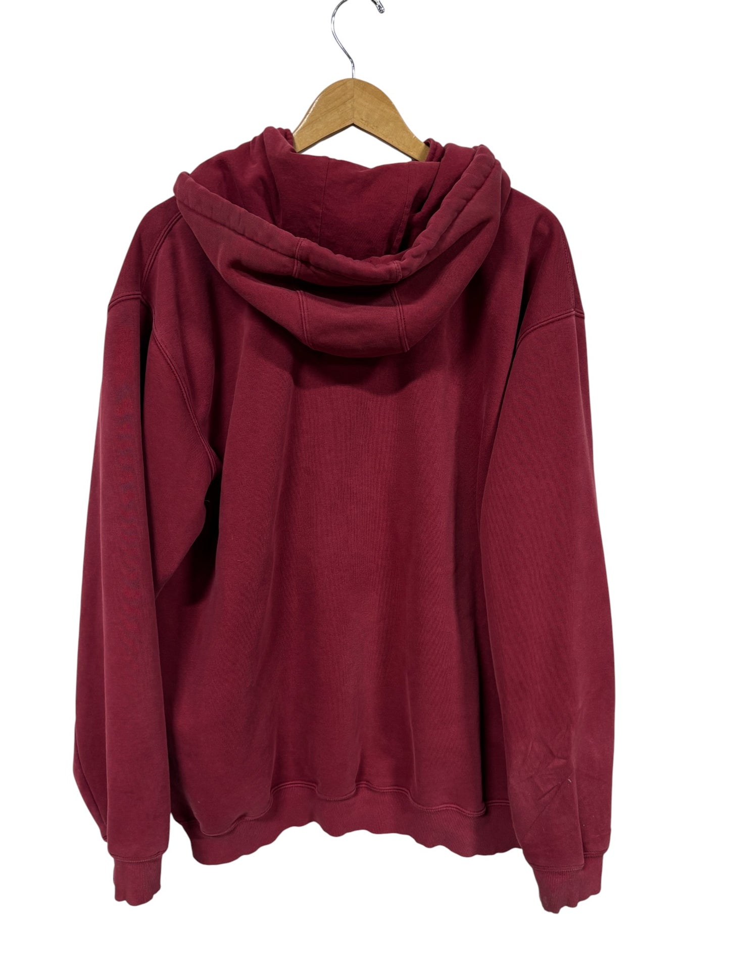 Carhartt Distressed Red Quarter Zip Hoodie Size XL