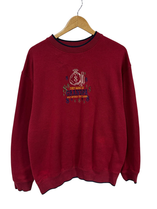 Vintage 90's First Bank of Grandpa Embroidered Sweater Size Large