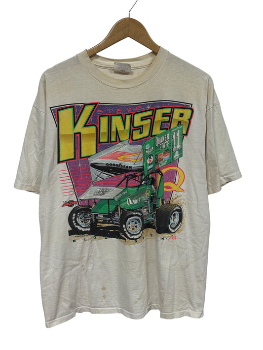 Vintage 90's Steve Kinser World of Outlaws Racing Graphic Tee Size XL