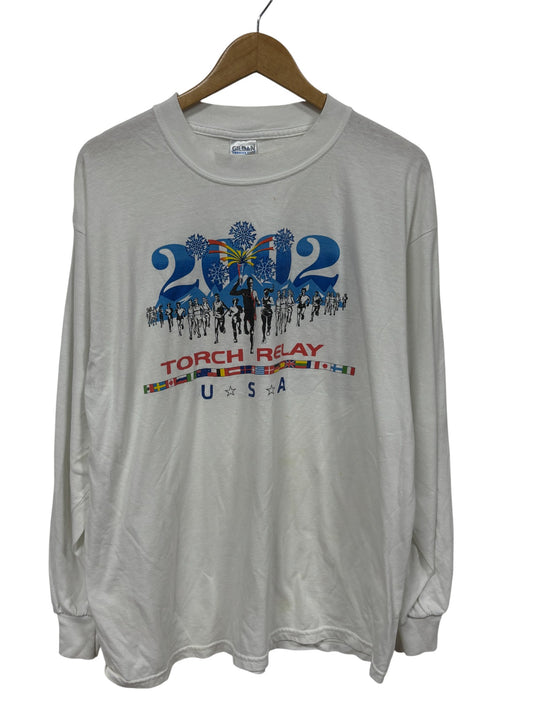 Vintage 2002 Olympic Torch Relay USA Long Sleeve Shirt Size XL