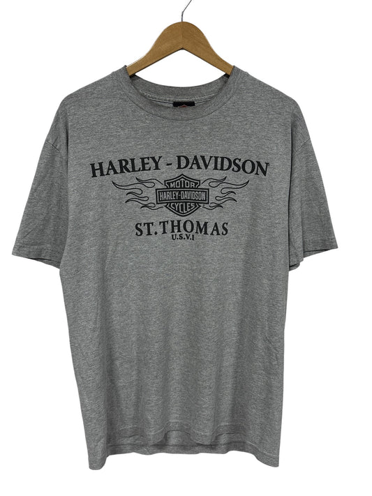 Harley Davidson St. Thomas Virgin Islands Biker Flames Graphic Tee Size Large