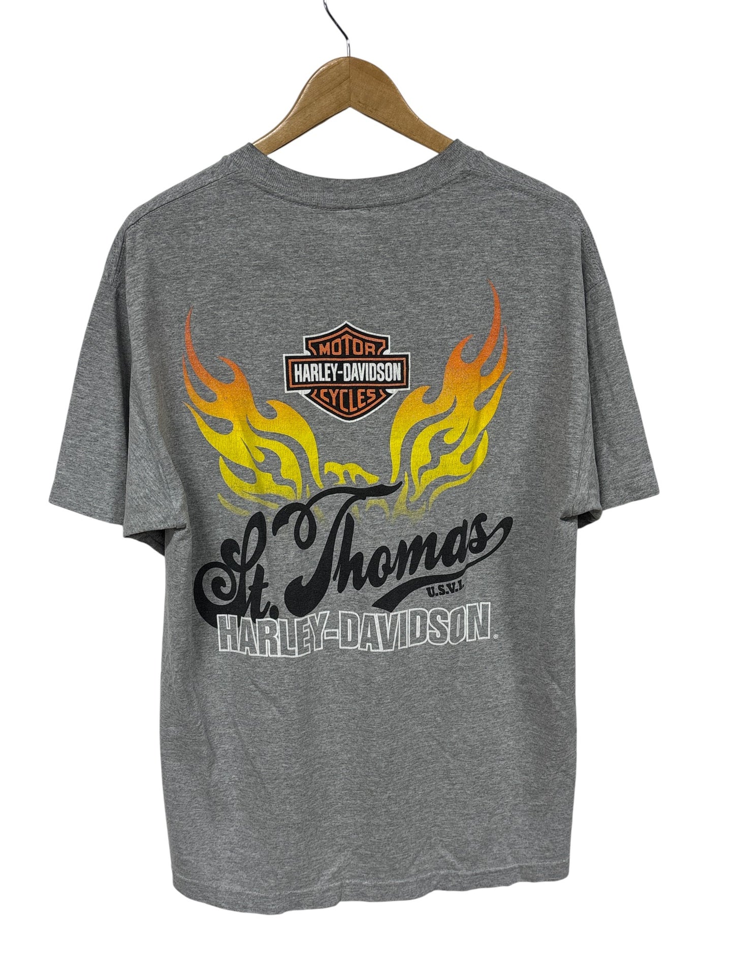 Harley Davidson St. Thomas Virgin Islands Biker Flames Graphic Tee Size Large