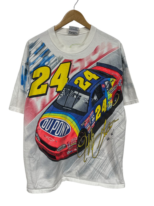 Vintage 90's Jeff Gordon NASCAR All Over Print Graphic Tee Size XL