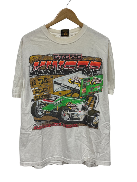 Vintage 90's Steve Kinser World of Outlaws Racing Graphic Tee Size XL