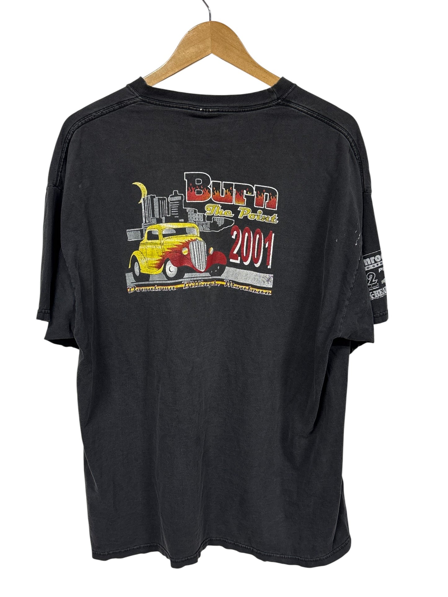 Vintage Y2K Billings Montana Burn the Point Hot Rod Tee Size XL