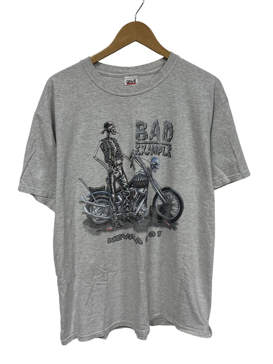 Vintage Bad Example Nevada Biker Skeleton Graphic Tee Size XL
