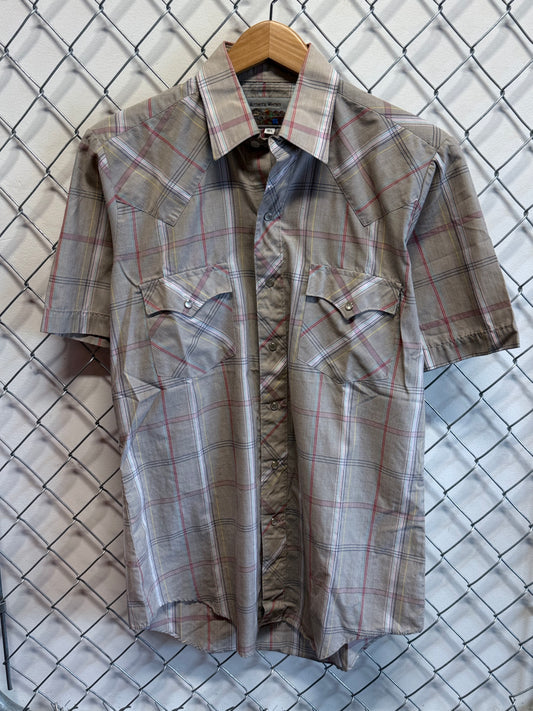 Vintage ATB Authentic Western Pearl Snap Short Sleeve Button Up Shirt Size Large