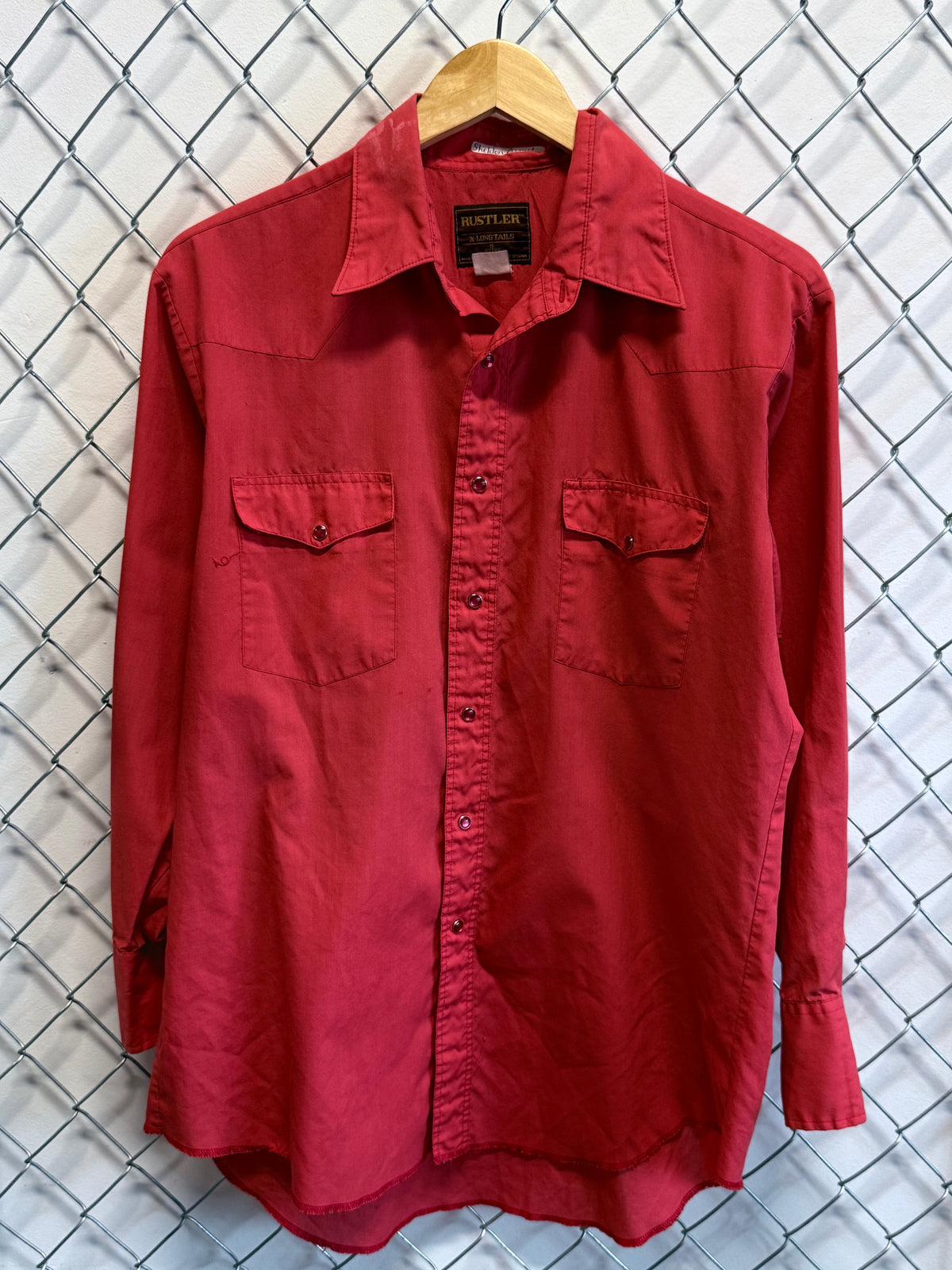Vintage Rustler X Long Tails Western Red Button Up Shirt Size Large