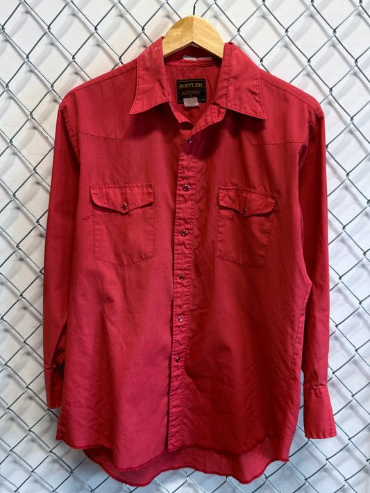 Vintage Rustler X Long Tails Western Red Button Up Shirt Size Large