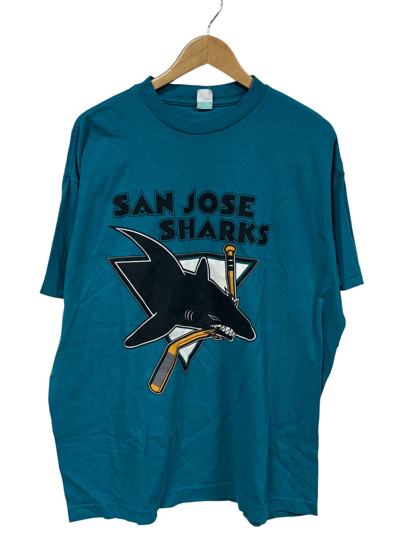 Vintage 90's San Jose Sharks NHL Logo Graphic Tee Size XL