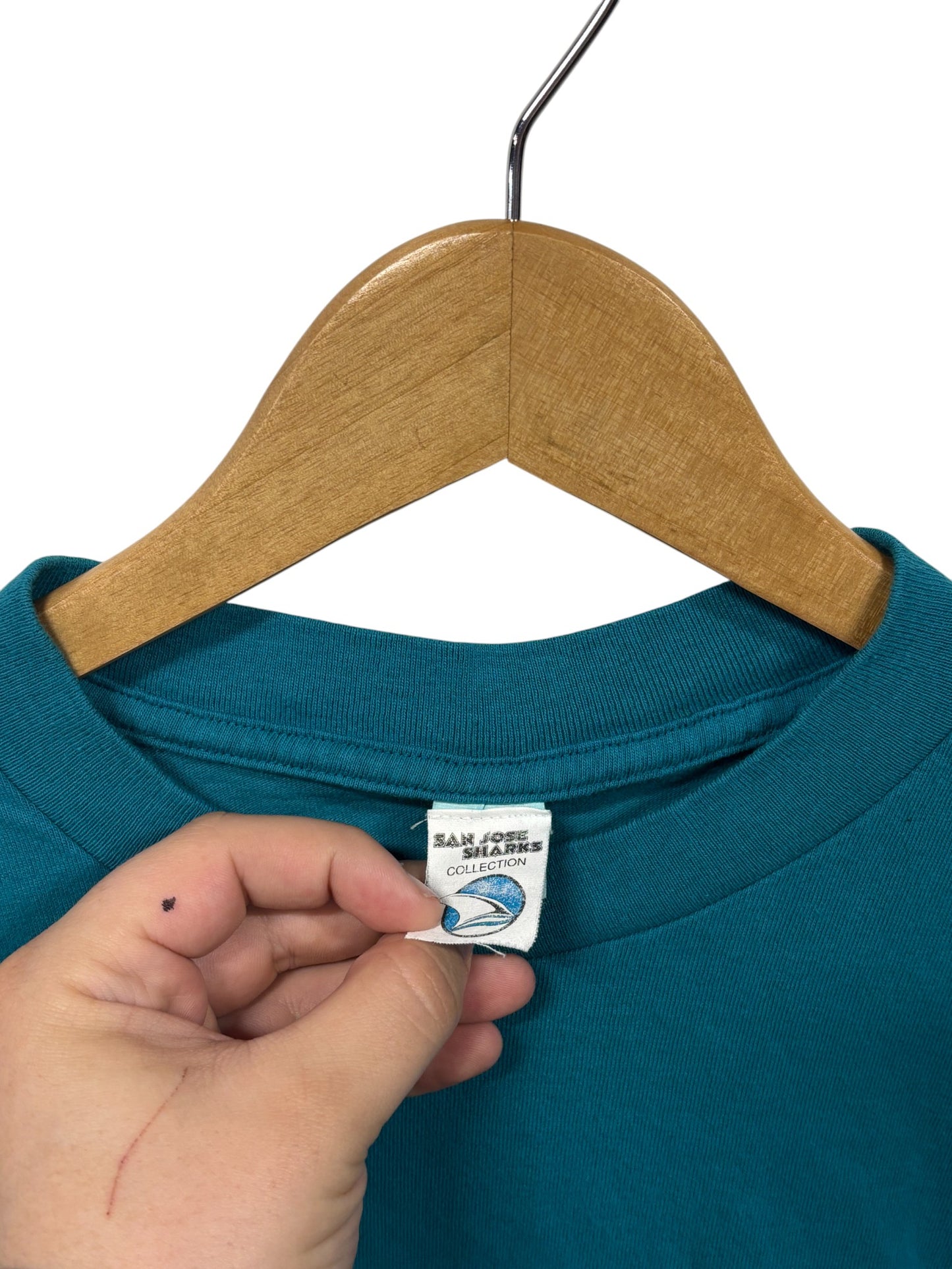 Vintage 90's San Jose Sharks NHL Logo Graphic Tee Size XL