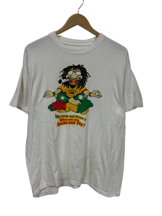 Vintage 90's Jamaica Reggae Smoke and Fly Graphic Tee Size Large