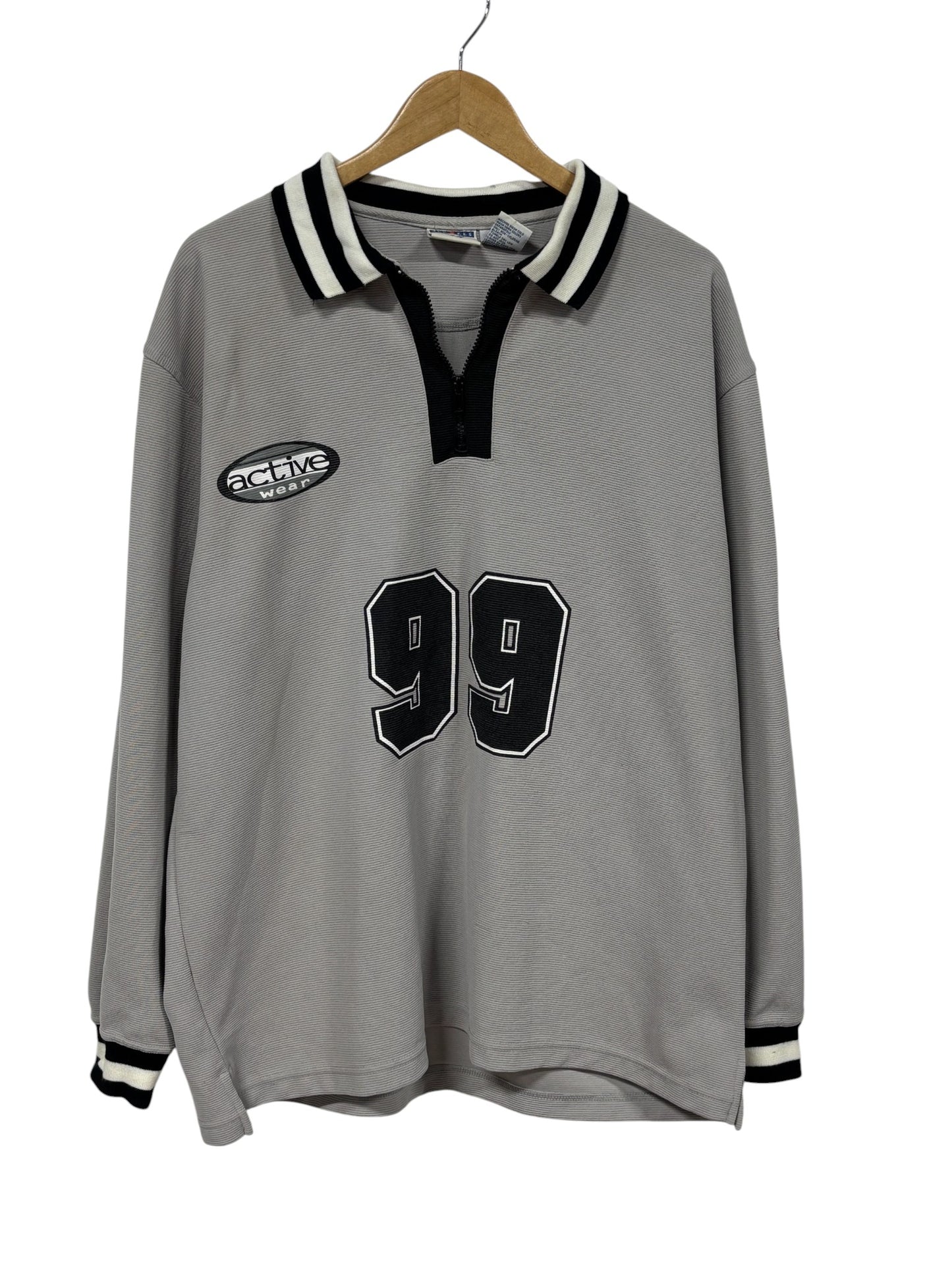 Vintage 90's Jerzees #99 Activewear Long Sleeve Polo Shirt Size Large