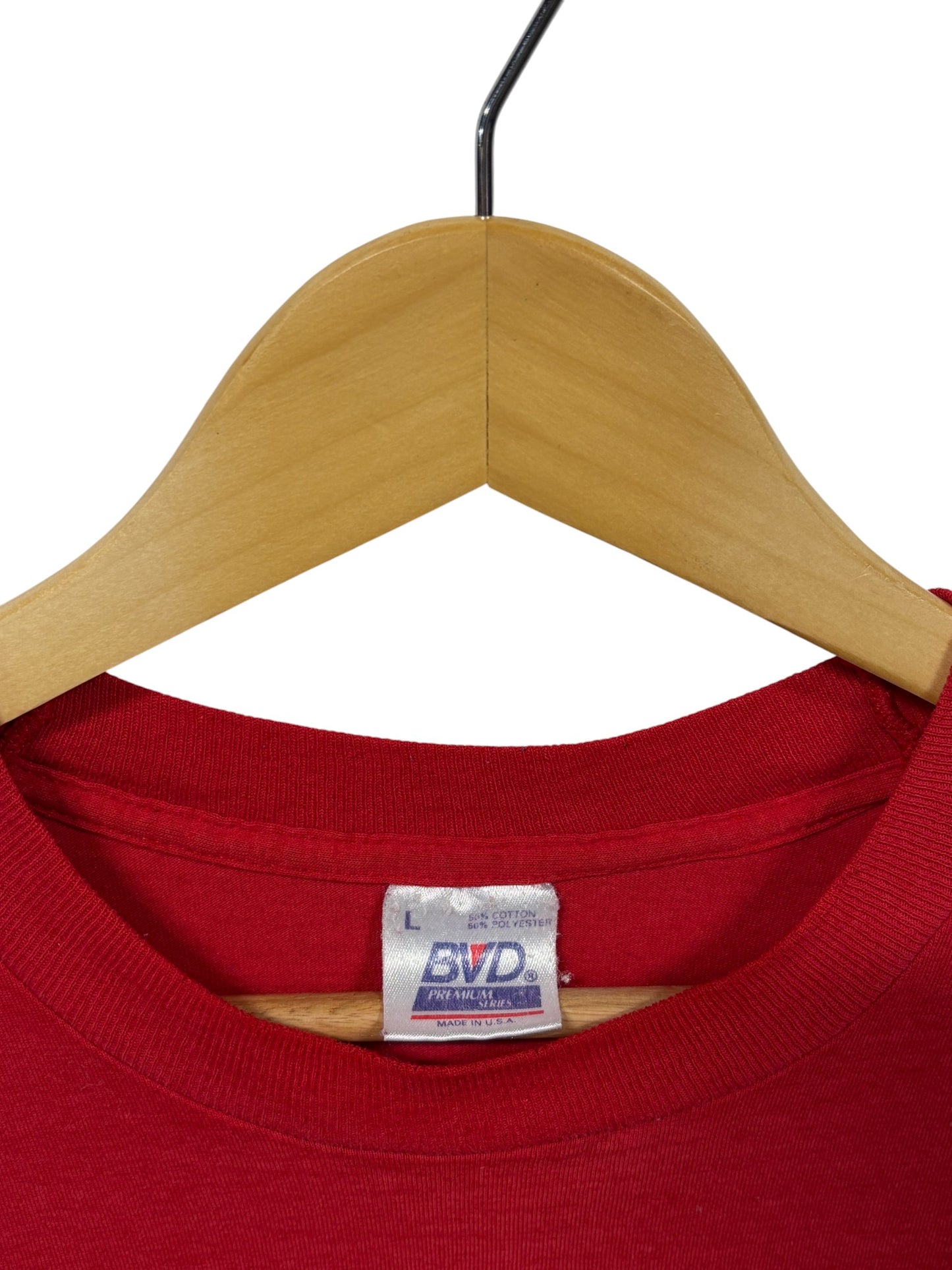 Vintage 90's BVD Red Blank Pocket Tee Size Large